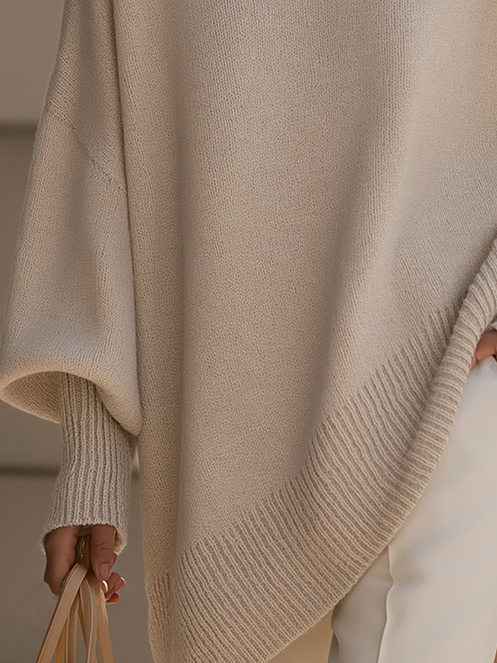 Women's Oversized Wool Blend Jumper Asymmetric Hem
