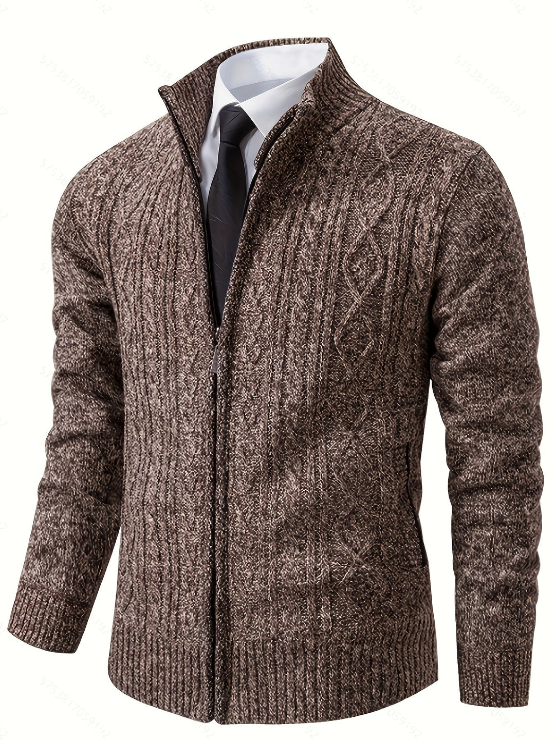 Nolan | Men's Textured Zip-Up Knit Cardigan