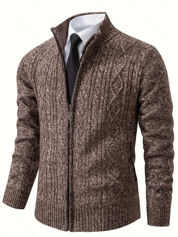 Nolan | Men's Textured Zip-Up Knit Cardigan