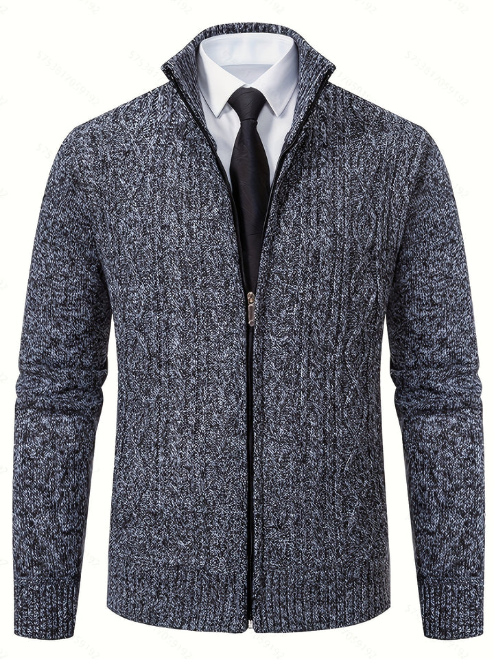 Nolan | Men's Textured Zip-Up Knit Cardigan