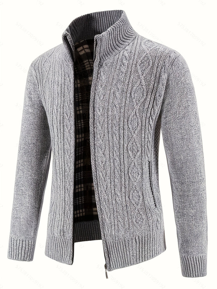 Nolan | Men's Textured Zip-Up Knit Cardigan