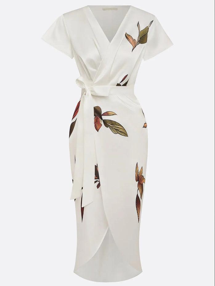 Women's Floral Wrap Midi Dress