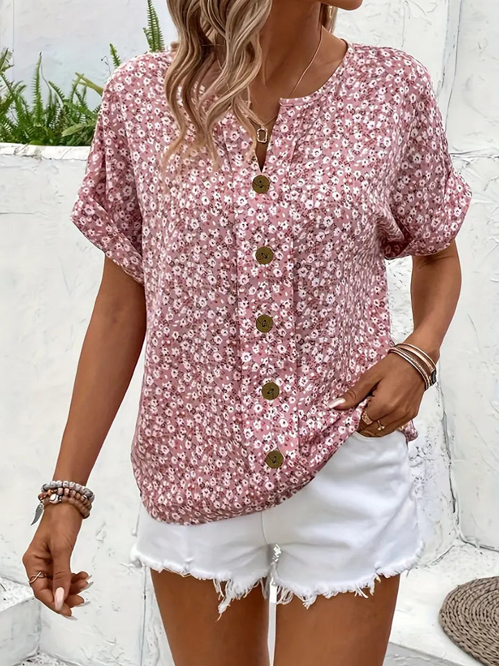 Women's Floral Button-Up Blouse
