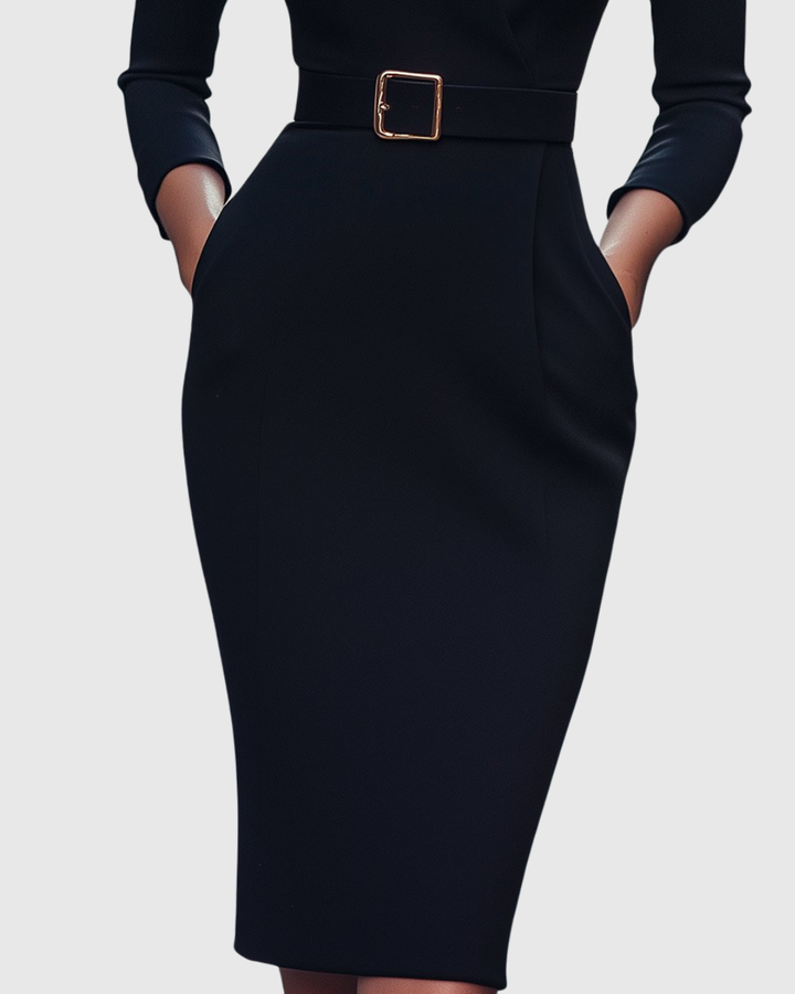 Women's Mock Wrap Midi Dress