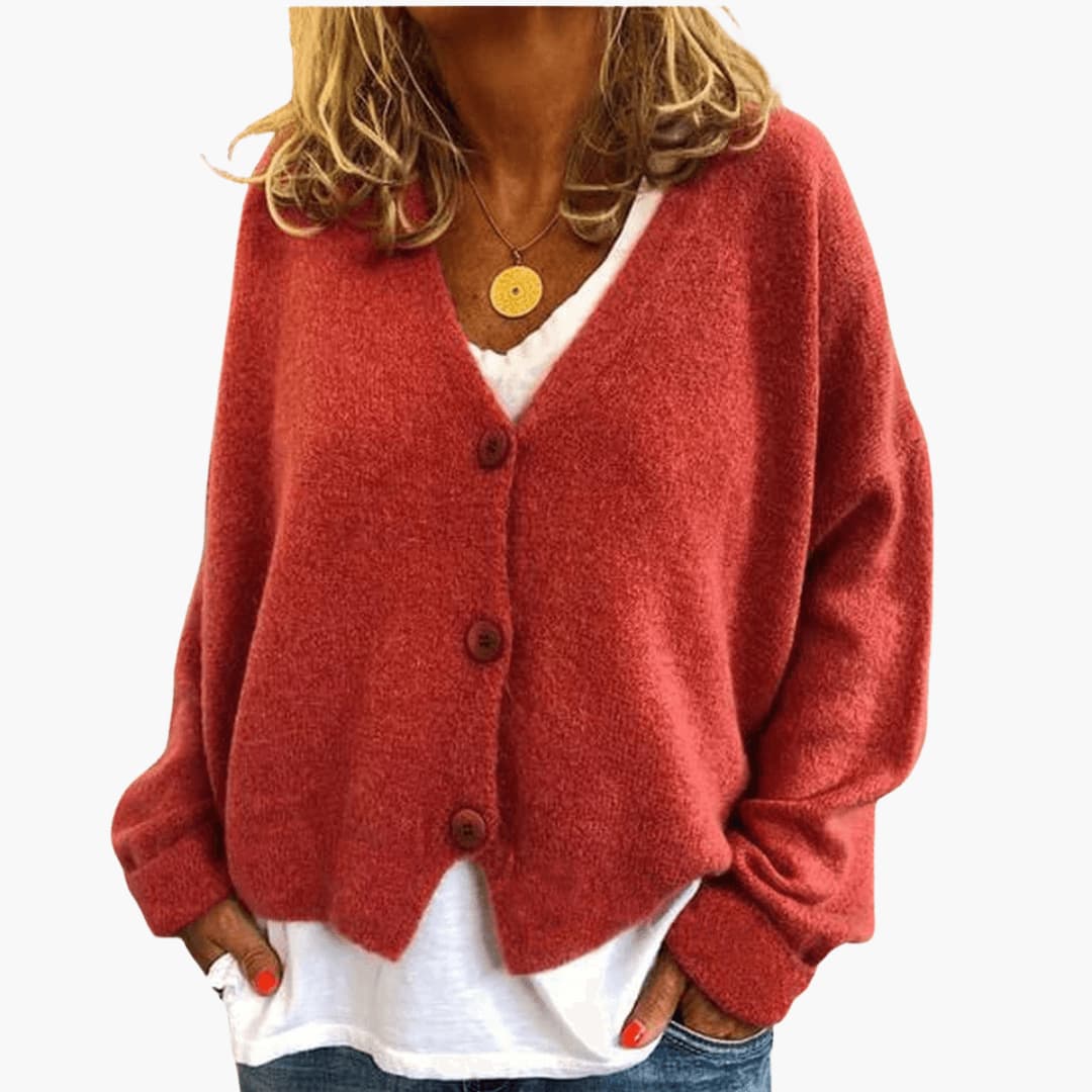 Women's Oversized Knit Cardigan V Neck Button Up