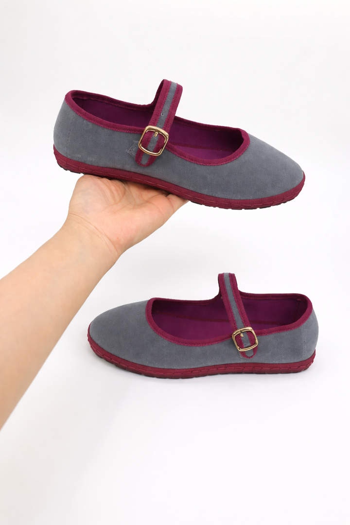Women's Mary Jane Ballet Flats Buckle Strap Suede
