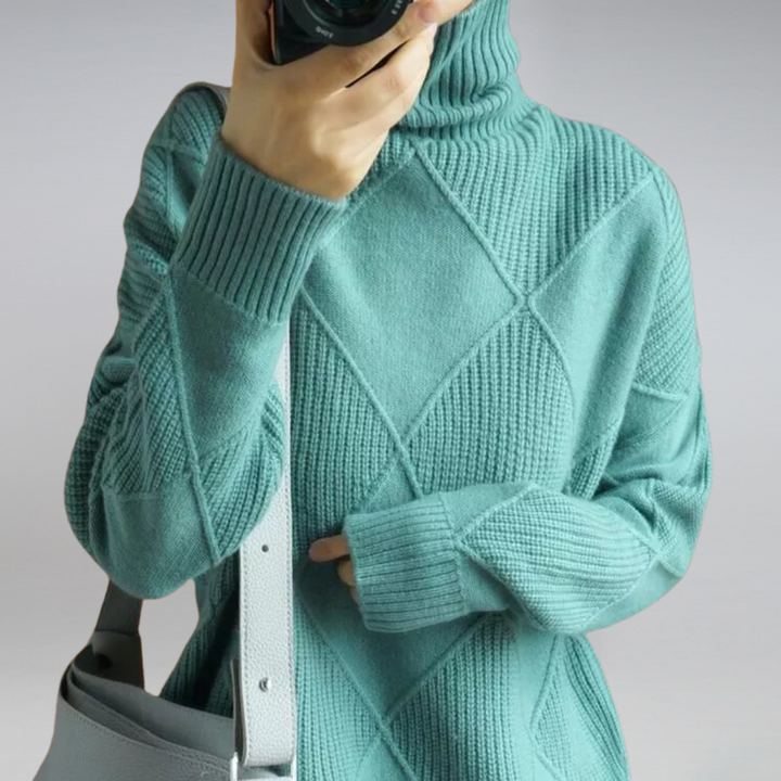Women's Cashmere Polo Neck Jumper Soft Knit