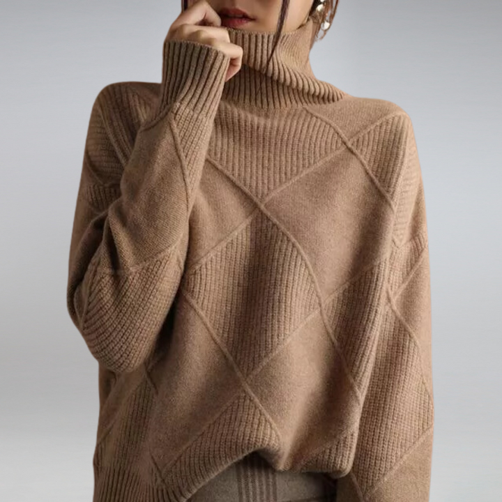 Women's Cashmere Polo Neck Jumper Soft Knit