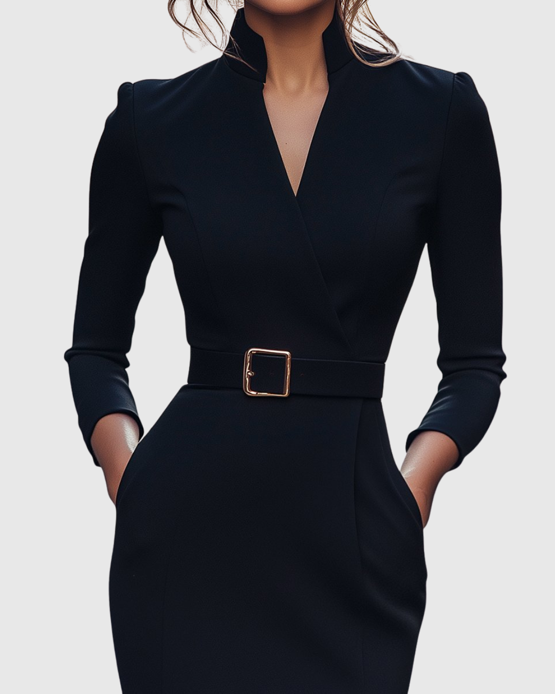 Women's Mock Wrap Midi Dress