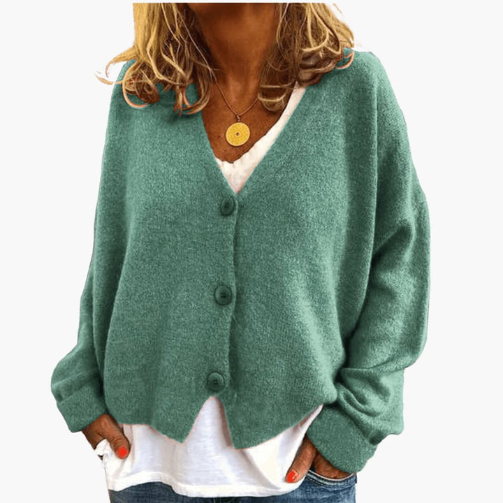Women's Oversized Knit Cardigan V Neck Button Up