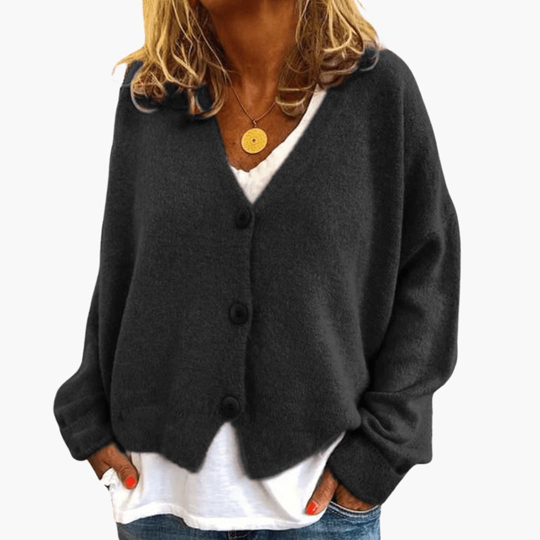 Women's Oversized Knit Cardigan V Neck Button Up