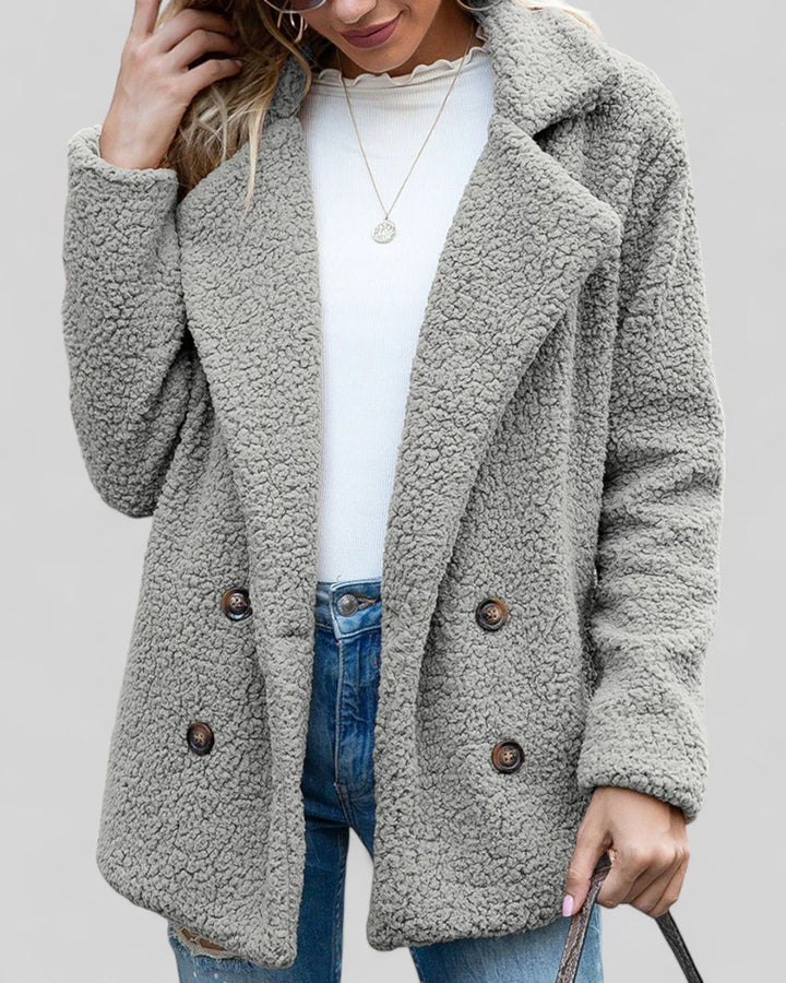 Mavis | Women's Double-Breasted Long Teddy Coat