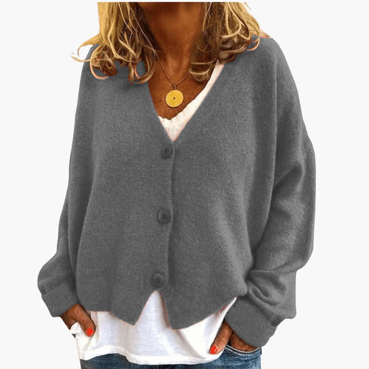 Women's Oversized Knit Cardigan V Neck Button Up