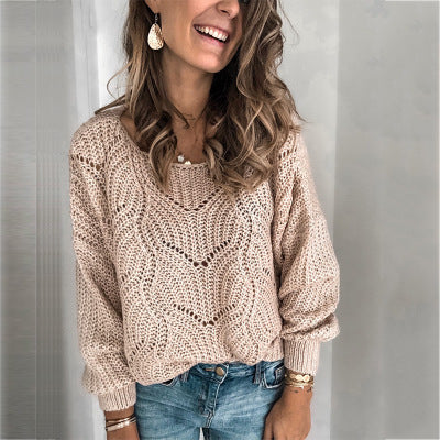 Nell | Women's Oversized Cable Knit V-Neck Jumper