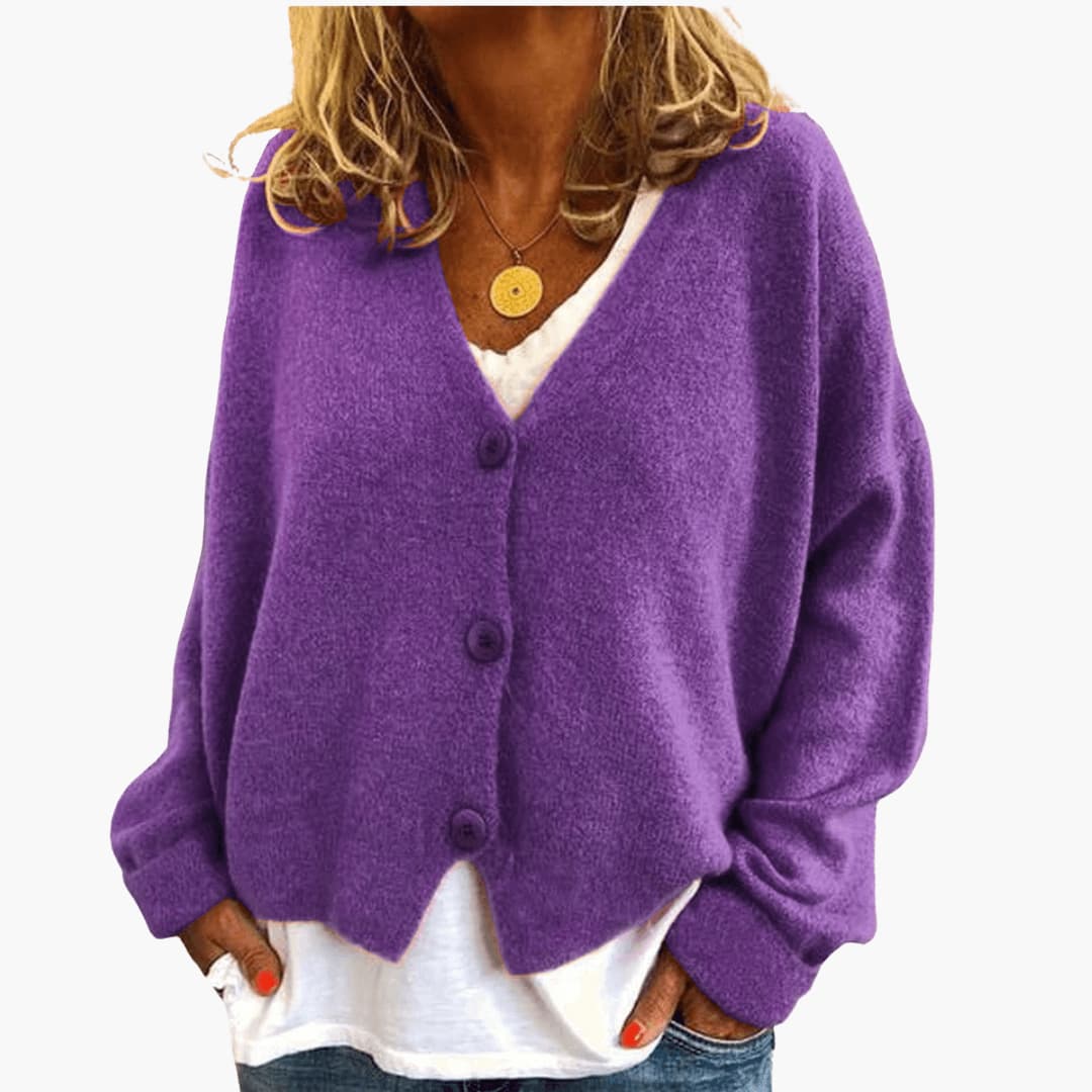 Women's Oversized Knit Cardigan V Neck Button Up