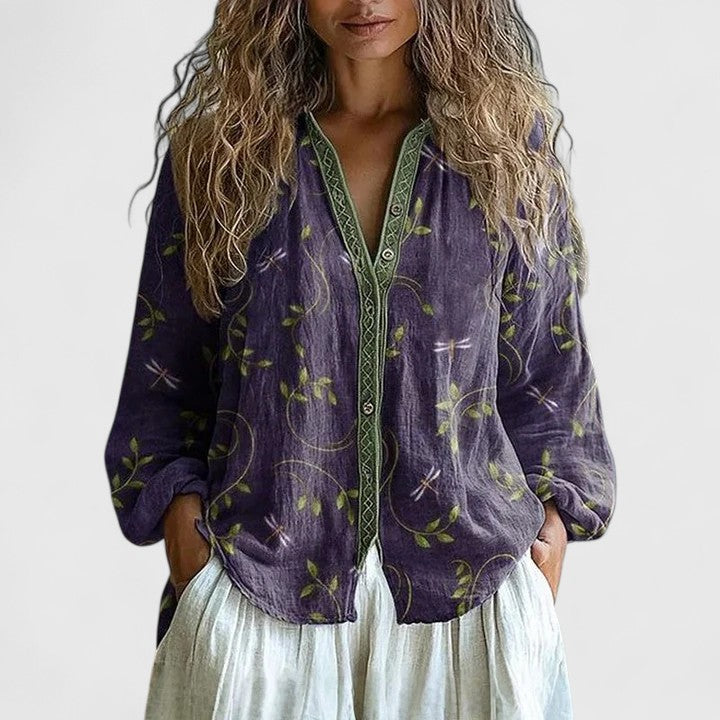Women's Retro Print Blouse