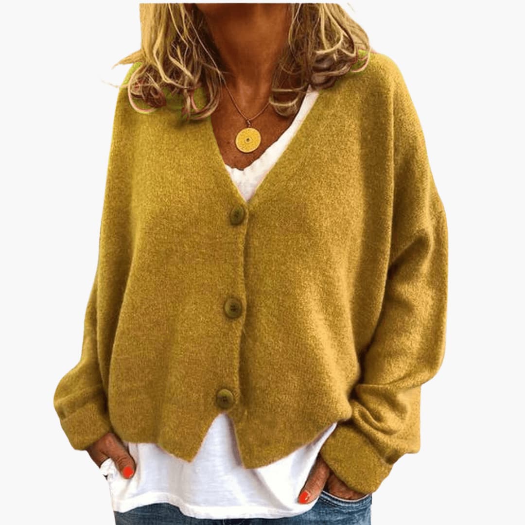 Women's Oversized Knit Cardigan V Neck Button Up