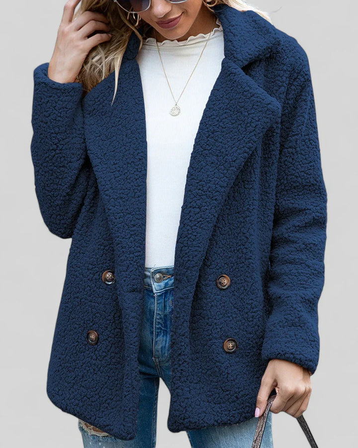 Mavis | Women's Double-Breasted Long Teddy Coat