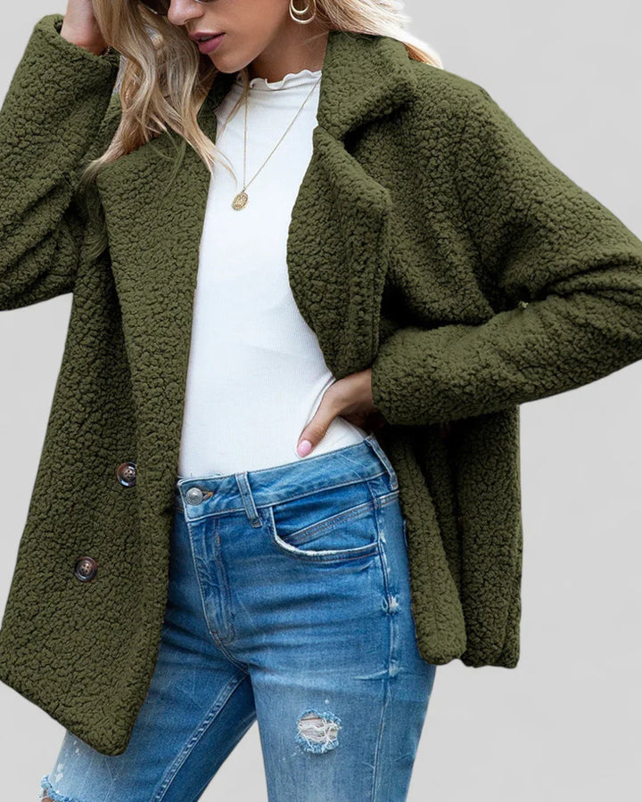 Mavis | Women's Double-Breasted Long Teddy Coat