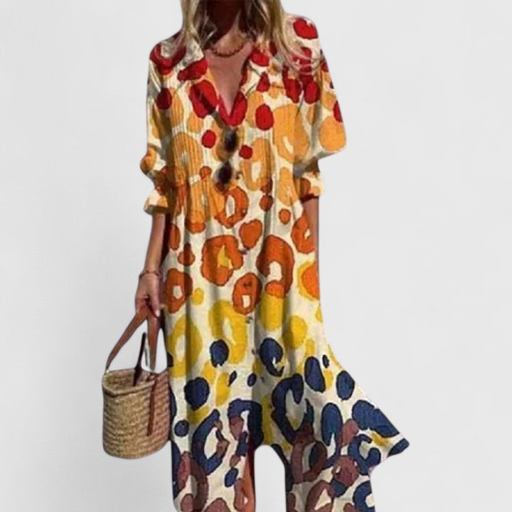 Women's Boho Printed Midi Dress