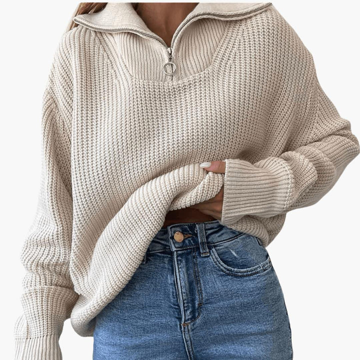 Maureen | Women's Ribbed Half-Zip Knit Jumper