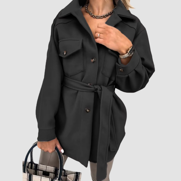 Romilly | Women's Long Belted Shirt Jacket