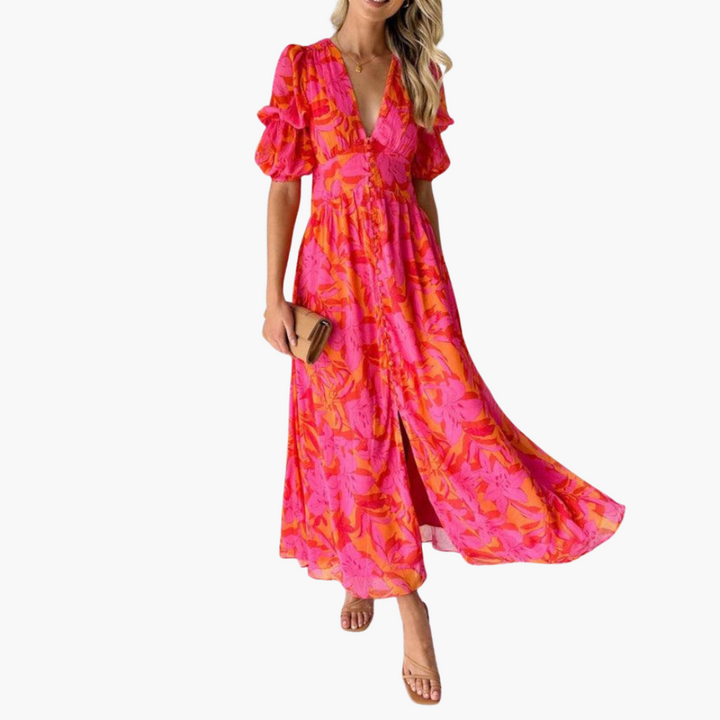 Women's Puff Sleeve Maxi Dress