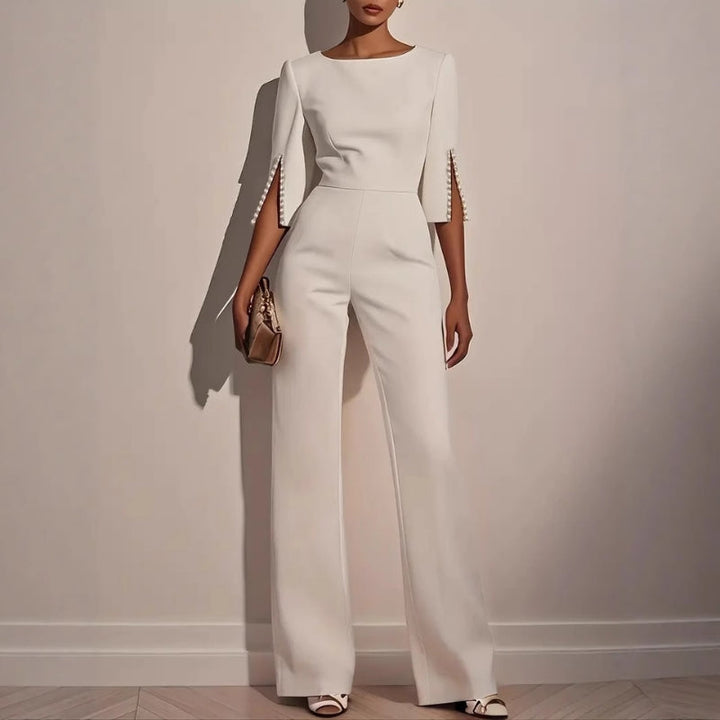 Women's Pearl Trim Wide-Leg Jumpsuit