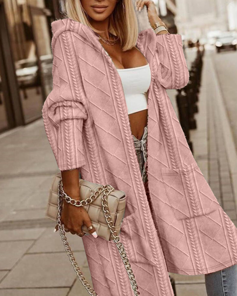 Elowen | Women's Hooded Cable Knit Longline Cardigan