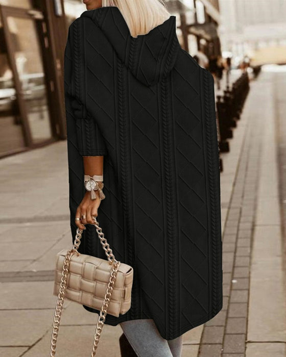 Elowen | Women's Hooded Cable Knit Longline Cardigan