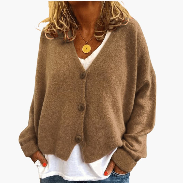 Women's Oversized Knit Cardigan V Neck Button Up