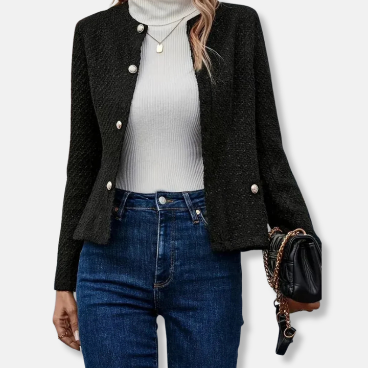 Claudia | Women's Cropped Textured Button-Up Jacket