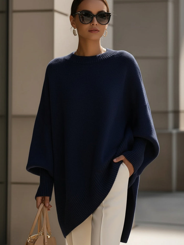 Women's Oversized Wool Blend Jumper Asymmetric Hem