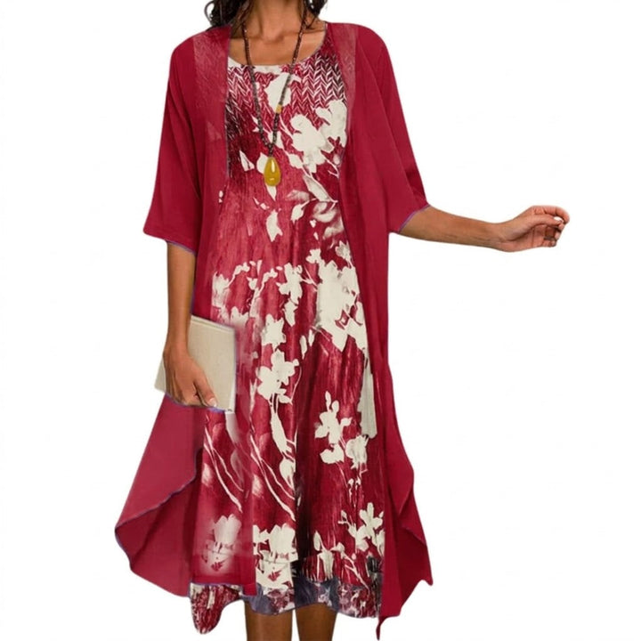 Women's Floral Maxi Dress with Cardigan