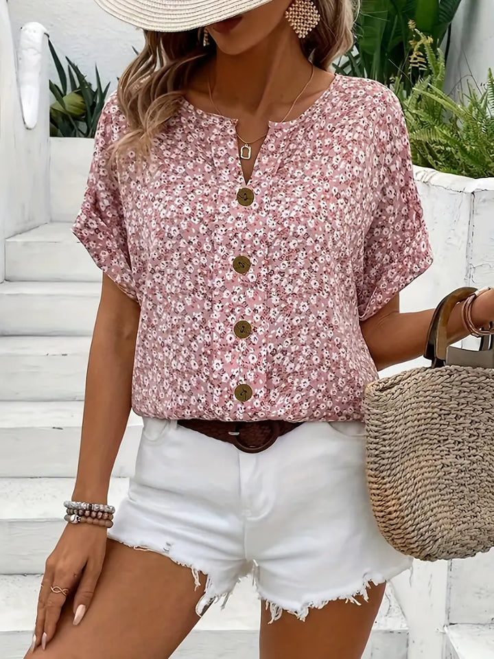 Women's Floral Button-Up Blouse