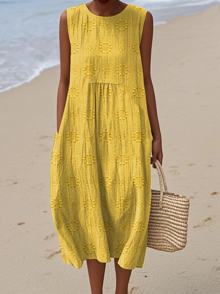 Women's Sleeveless Midi Dress with Pockets