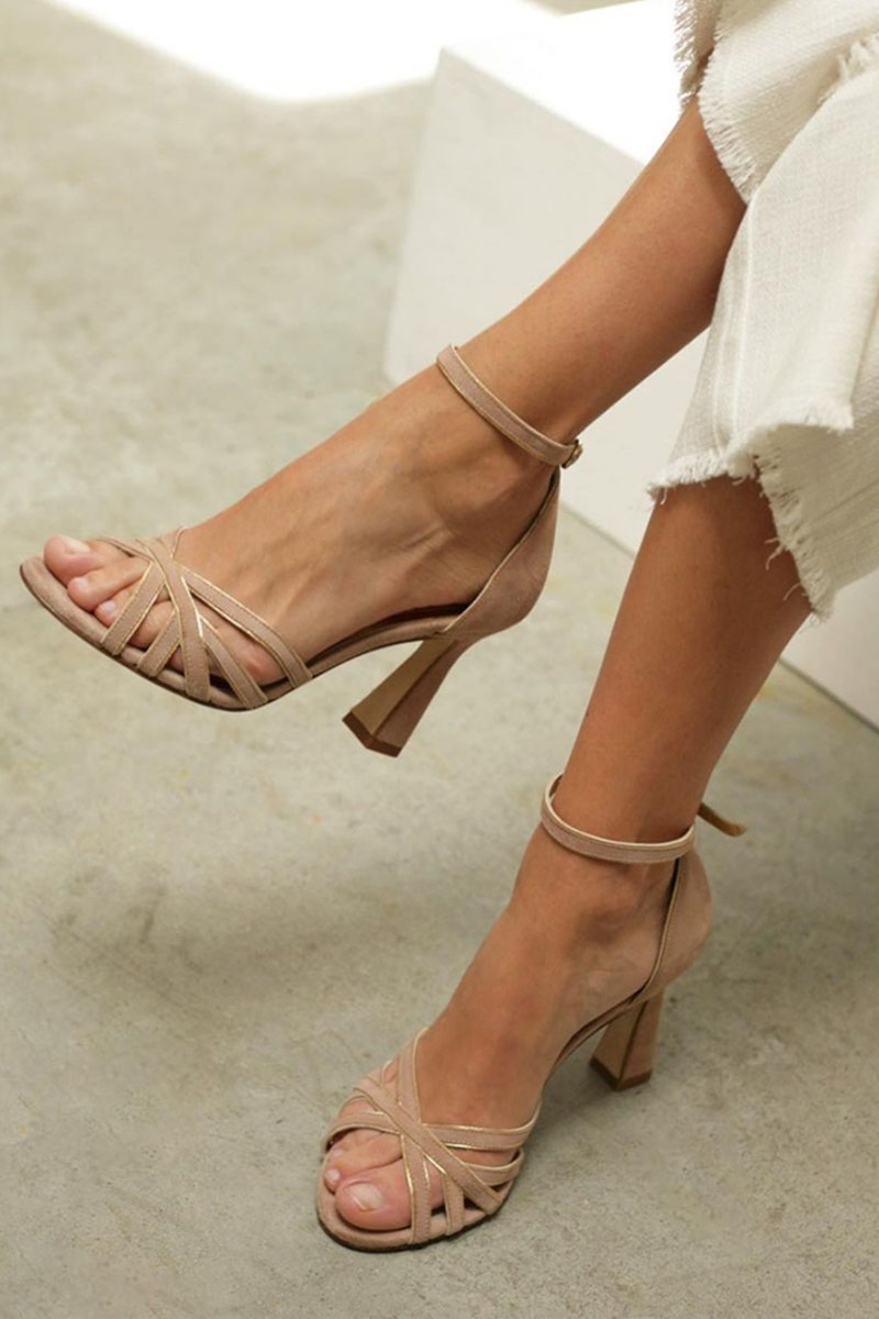 Women's Strappy Heeled Sandals Ankle Strap Open Toe