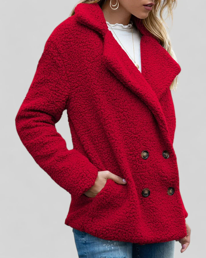 Mavis | Women's Double-Breasted Long Teddy Coat