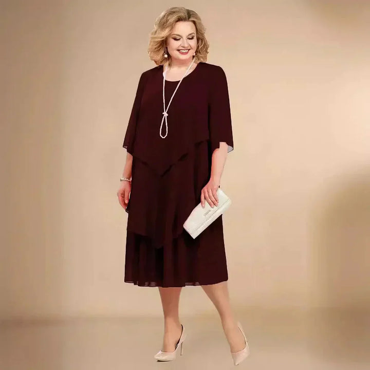 Women's Wedding Guest Layered Midi Dress