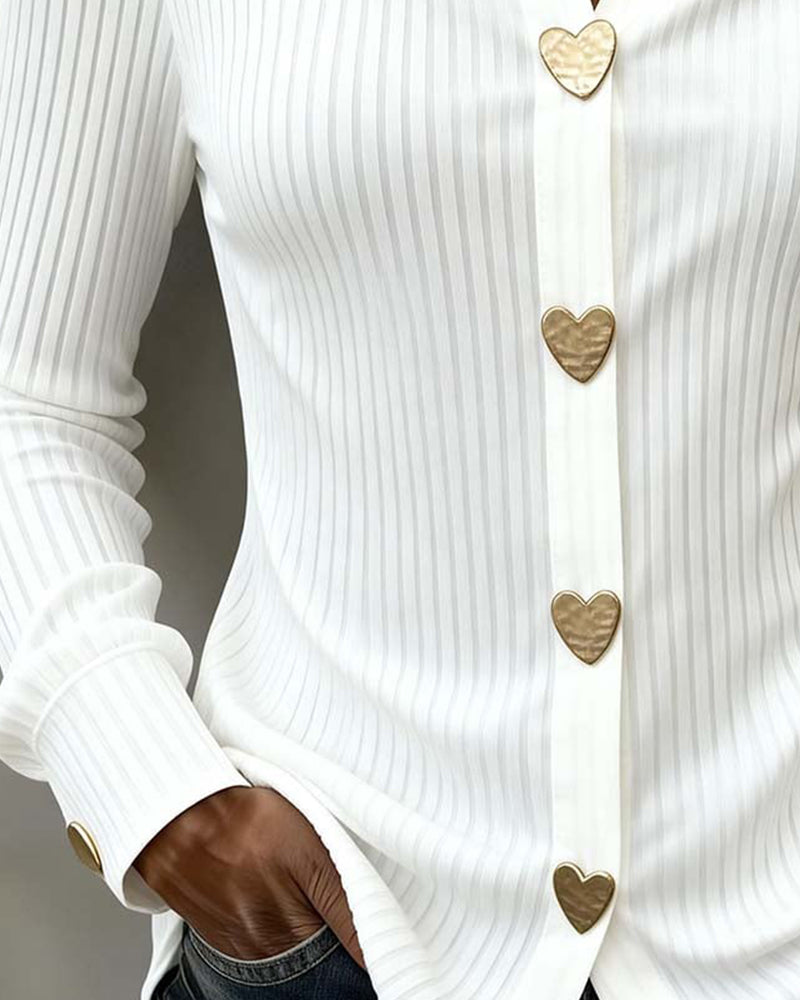 Women's Lapel Collar Button-Up Shirt