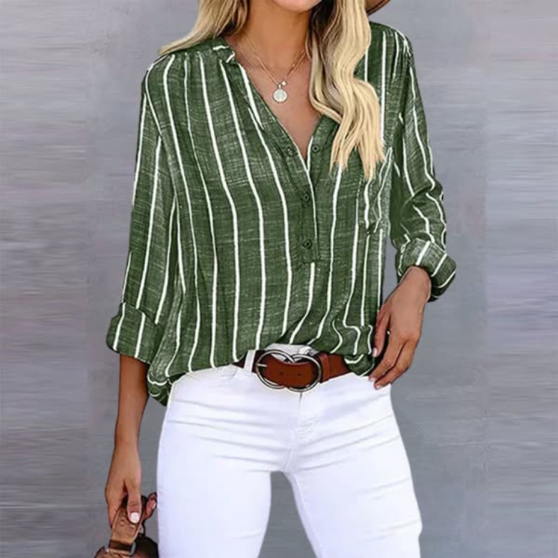 Women's Striped Button-Front Top