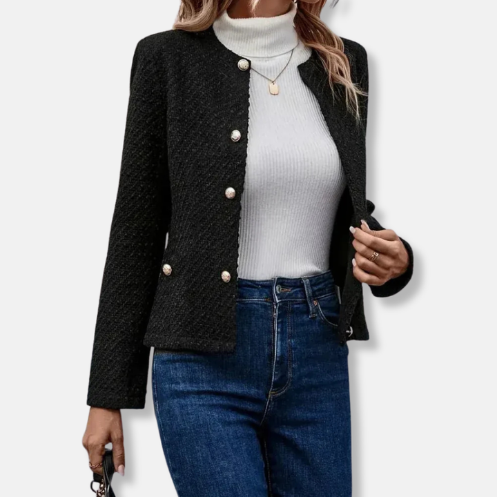 Claudia | Women's Cropped Textured Button-Up Jacket