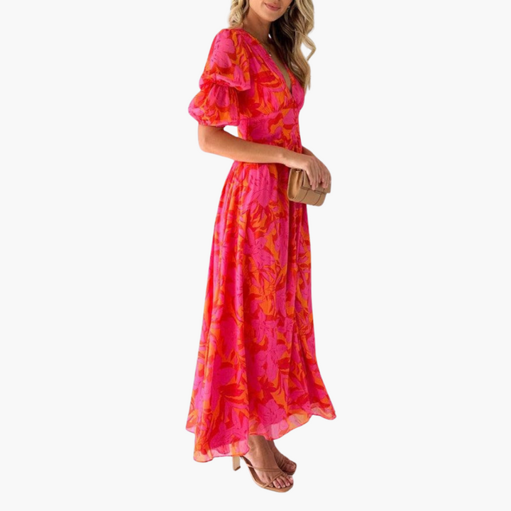 Women's Puff Sleeve Maxi Dress