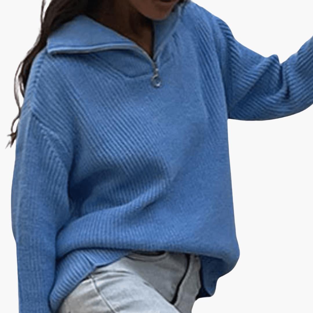 Maureen | Women's Ribbed Half-Zip Knit Jumper