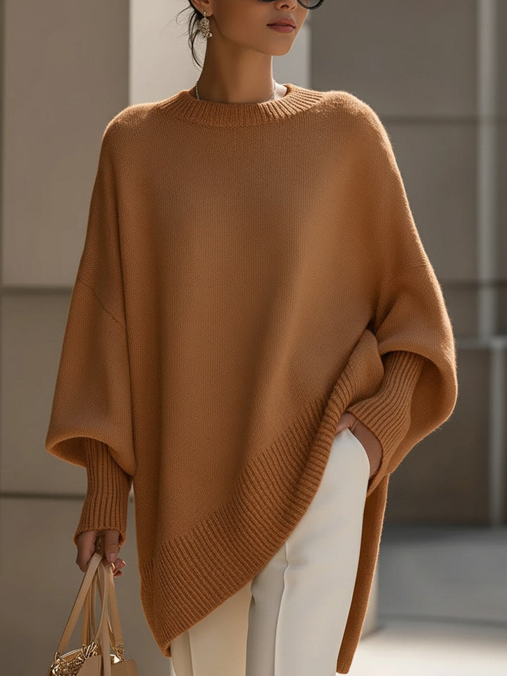 Women's Oversized Wool Blend Jumper Asymmetric Hem