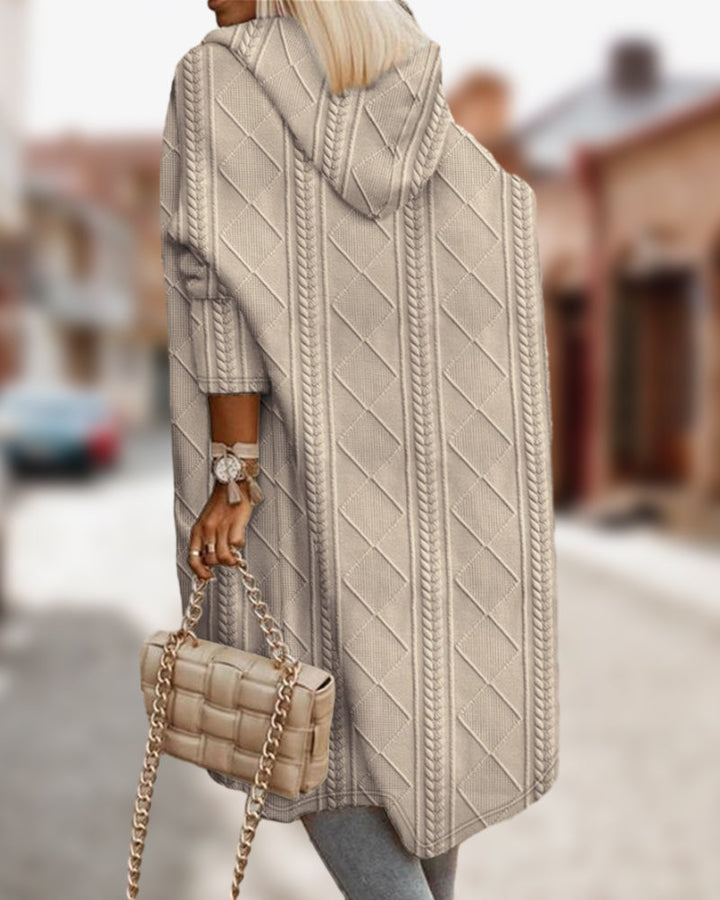 Elowen | Women's Hooded Cable Knit Longline Cardigan