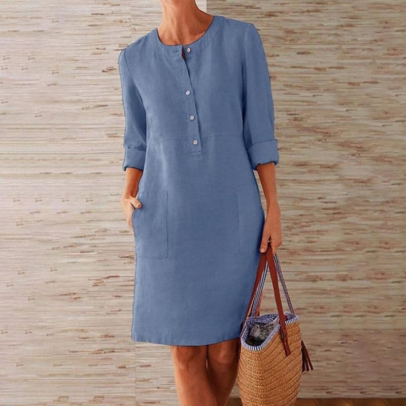 Women's Cotton Linen Shift Dress