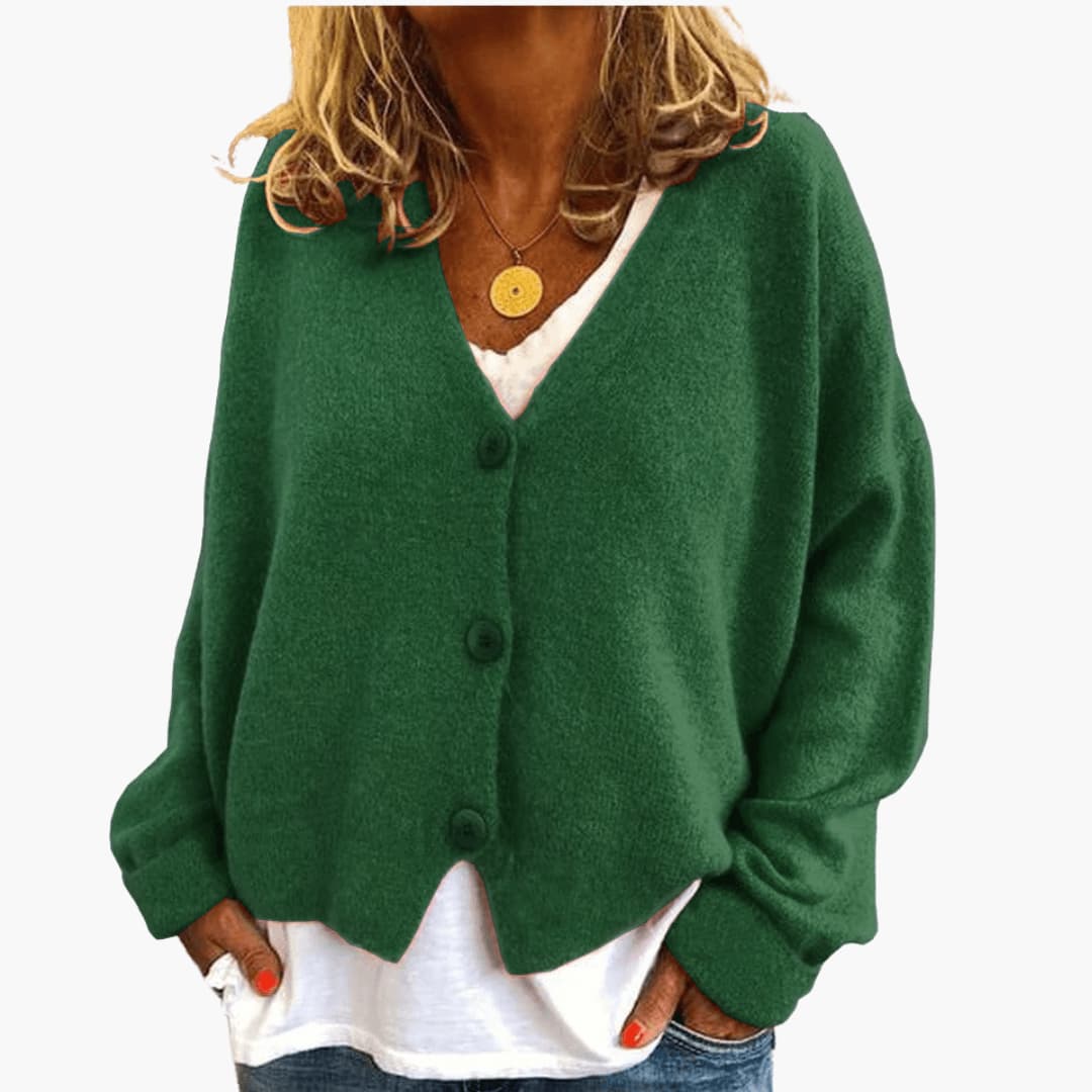 Women's Oversized Knit Cardigan V Neck Button Up