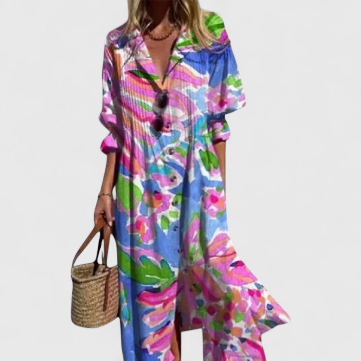 Women's Boho Printed Midi Dress