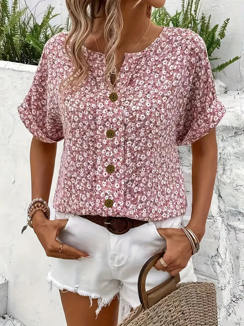 Women's Floral Button-Up Blouse